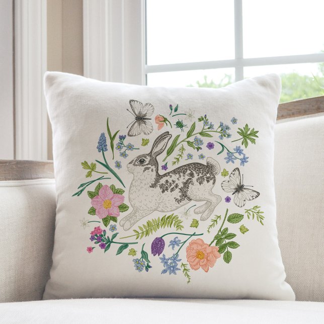 Bunny och Vår blommor Kudde (Skapare uppladdad)