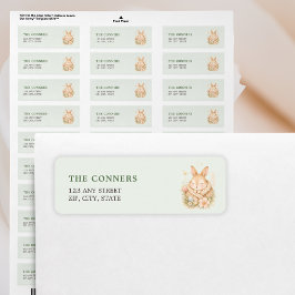 Bunny On Its Way Spring Baby Shower Return Address Returadress Etikett