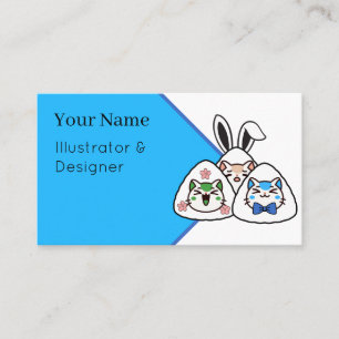Bunny Onigiri Katter - Kawaii Sakura Vår Visitkort