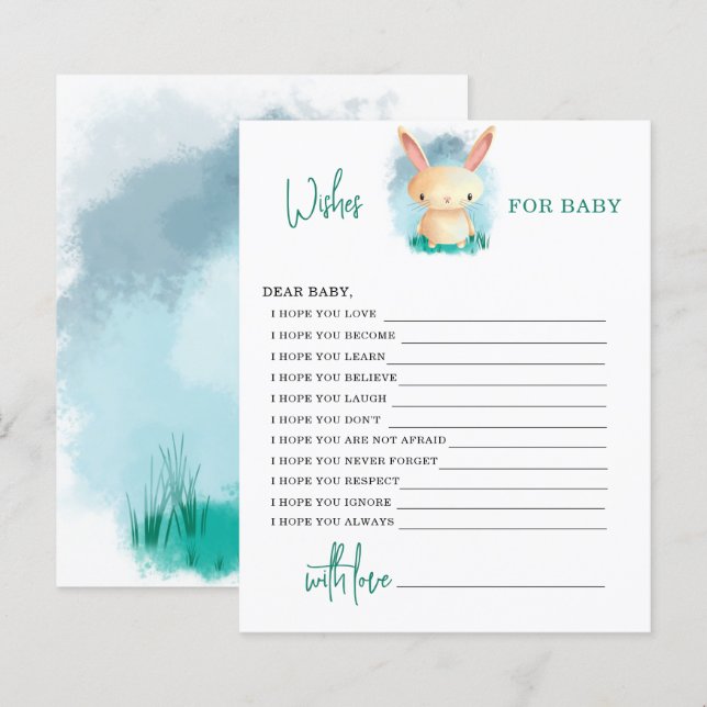 Bunny Önskemål för baby-kort (Fram/baksida)