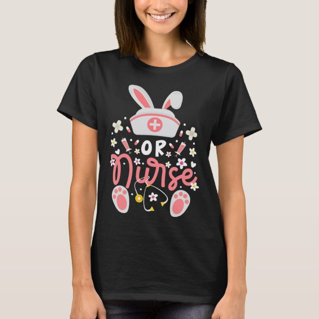 Bunny OR Nurse Cute Bunny Ears Hat Operating Room  T Shirt (Framsida)
