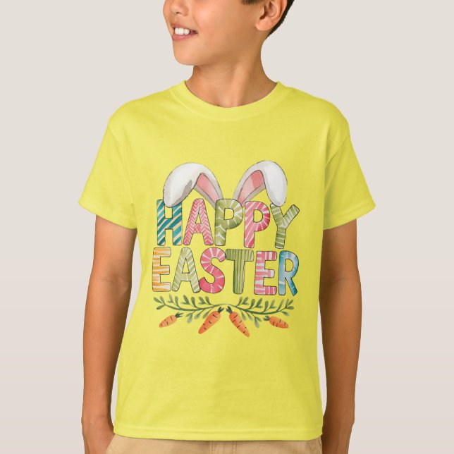 Bunny Öron Glad påsk T Shirt (Framsida)