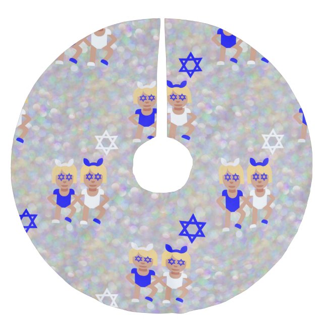 bunny öron hanukkah emoji julgransmatta borstad polyester (Framsidan)