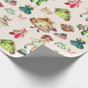 Bunny öron med vintage papper docka och utfall presentpapper