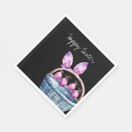Bunny Öron och ägg på en blå Påsk Basket Pappersservett