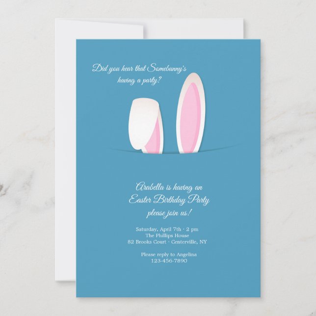Bunny Öron Påsk Födelsedagsfest Inbjudningar (Framsida)