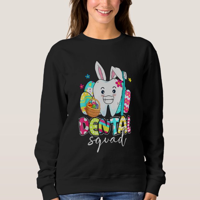 Bunny Öron Rabbit Cute Tooth Dental Squad Lycklig  T Shirt (Framsida)