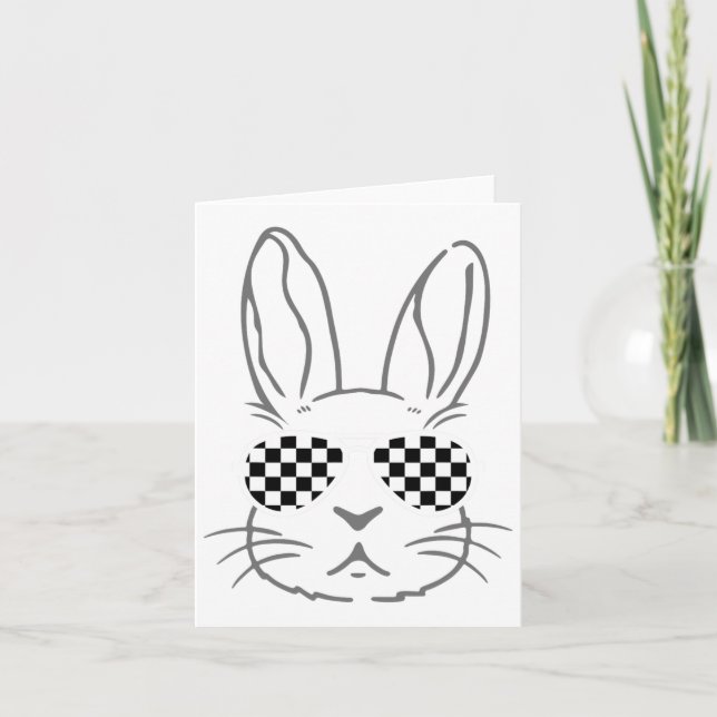 Bunny Öron Retro Sungles Funny Påsk Tävling Car Ch Kort (Framsida)