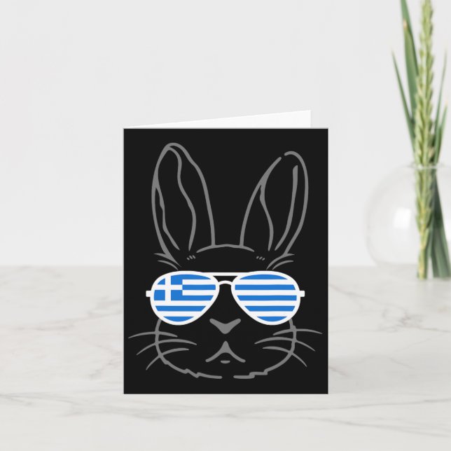 Bunny Öron Sungles Funny Påsk 2025 Greece Flagga G Kort (Framsida)