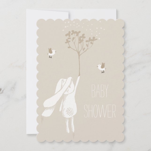 Bunny på Breeze Neutral Baby Shower Inbjudningar (Framsida)