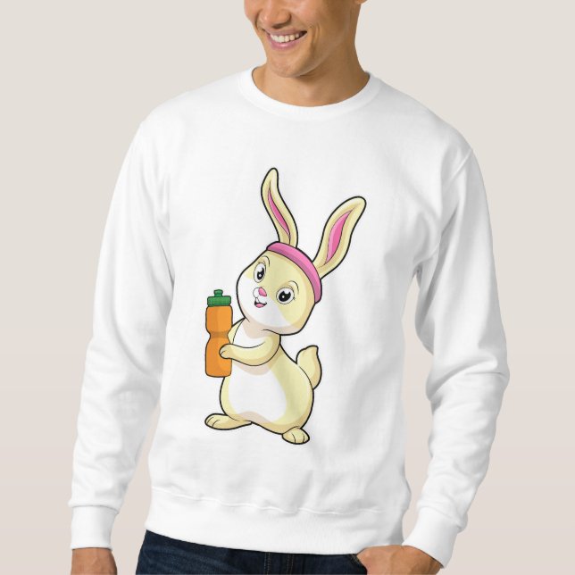 Bunny på Fitness med Drinking flaska Lång Ärmad Tröja (Framsida)