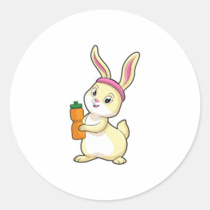 Bunny på Fitness med Drinking flaska Runt Klistermärke