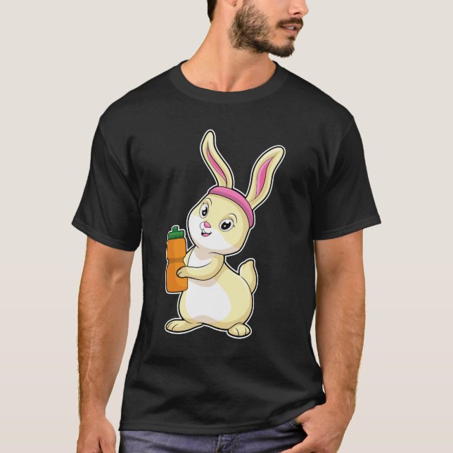 Bunny på Fitness med Drinking flaska T Shirt (Framsida)