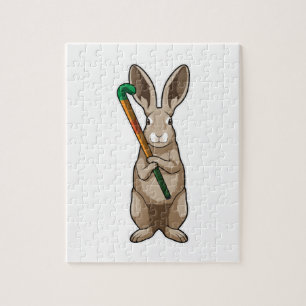 Bunny på Hockey med Hockey stick Pussel