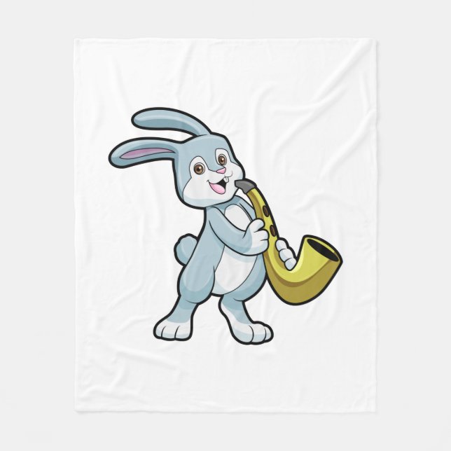 Bunny på Music med saxofon Fleecefilt (Framsidan)