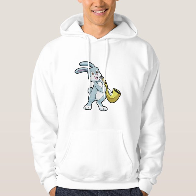 Bunny på Music med saxofon Hoodie (Framsida)