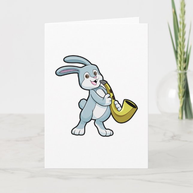Bunny på Music med saxofon Kort (Framsida)
