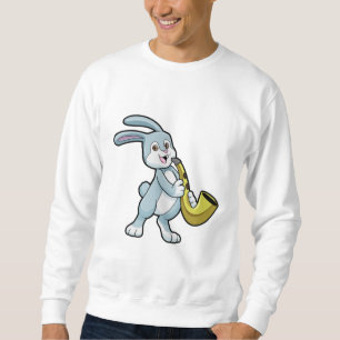 Bunny på Music med saxofon Lång Ärmad Tröja