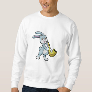Bunny på Music med saxofon Lång Ärmad Tröja