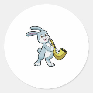 Bunny på Music med saxofon Runt Klistermärke