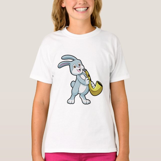 Bunny på Music med saxofon T Shirt (Framsida)