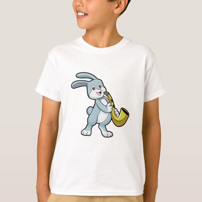 Bunny på Music med saxofon T Shirt (Framsida)
