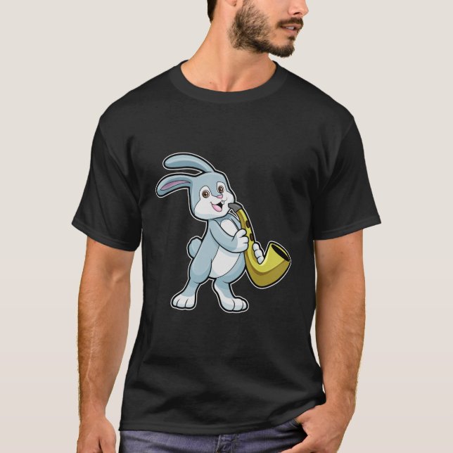 Bunny på Music med saxofon T Shirt (Framsida)