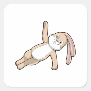 Bunny på Yoga Stretching Fyrkantigt Klistermärke