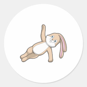 Bunny på Yoga Stretching Runt Klistermärke