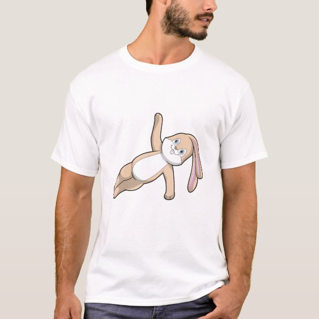 Bunny på Yoga Stretching T Shirt (Framsida)