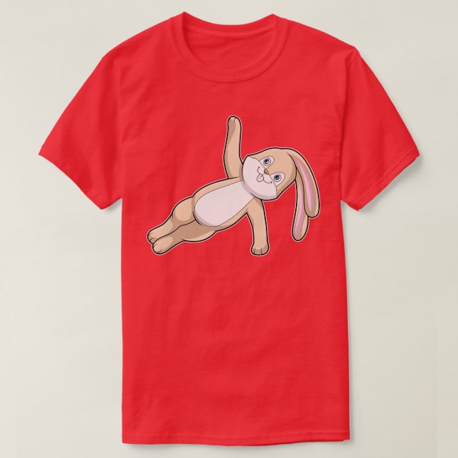 Bunny på Yoga Stretching T Shirt (Design framsida)