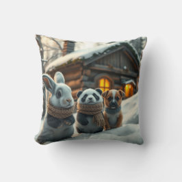 Bunny, Panda & Pupply i snö Pillow and Gifts Kudde