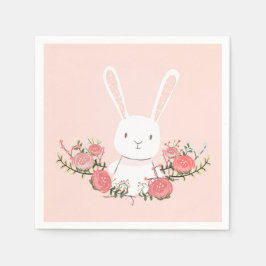 Bunny Pappersservett Woodland Blommigt Rosa Girl G