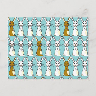 Bunny Parad Blue - Brown och White Bunbun Vykort