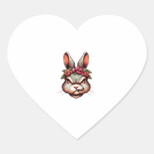 Bunny Påsk, Arg Bunny, Funny Rabbit, Funny Ani Hjärtformat Klistermärke