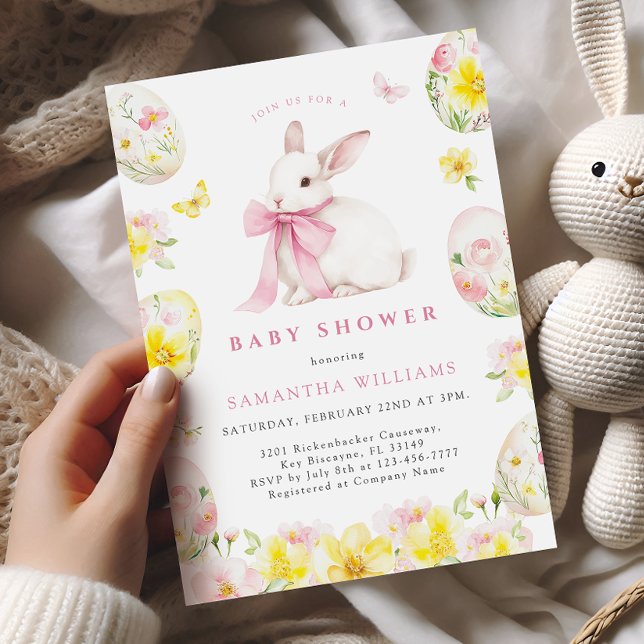Bunny Påsk Girl Baby Shower-inbjudan Inbjudningar (Skapare uppladdad)