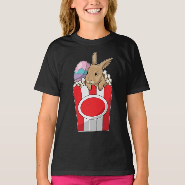 Bunny Påsk Påskägg Popcorn T Shirt (Framsida)