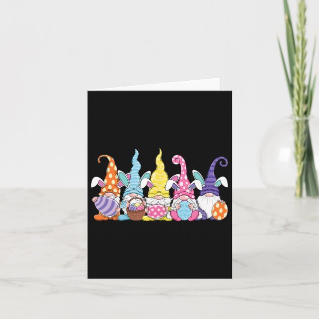 Bunny Påsk Vår Gnome Påsk Holding Egg Hunti Kort (Framsida)