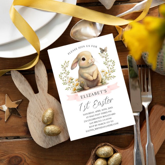 Bunny Påsk Vild 1 Födelsedagsfest inbjudan (Skapare uppladdad)