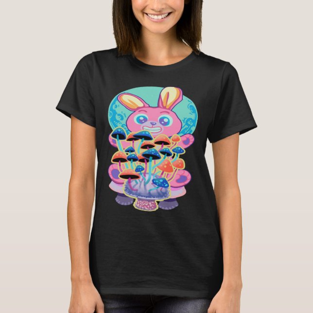 Bunny Pastel Goth And Mushrooms T Shirt (Framsida)