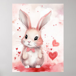 Bunny Pastel med hjärtan Poster