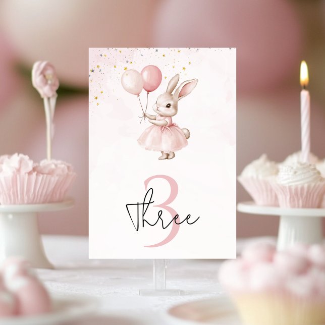 Bunny Pastel Rosa Birthday Bordsnummer (Skapare uppladdad)