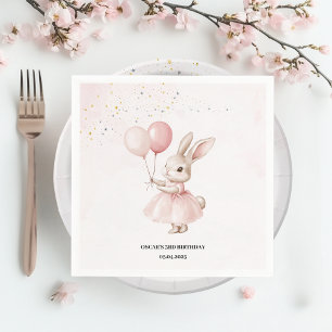 Bunny Pastel Rosa Birthday Cute Party Tablewar Pappersservett