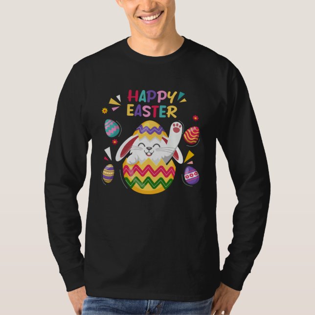 Bunny Pastel Spring Hunt Eggs Rabbit Happy Easter  T Shirt (Framsida)