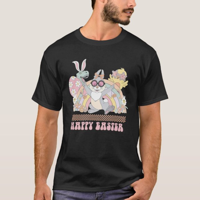 Bunny Pastel Spring Hunt Eggs Rabbit Happy Easter  T Shirt (Framsida)