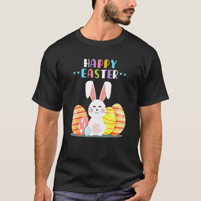 Bunny Pastel Vår Hunt Eggs Rabbit Glad påsk T Shirt (Framsida)