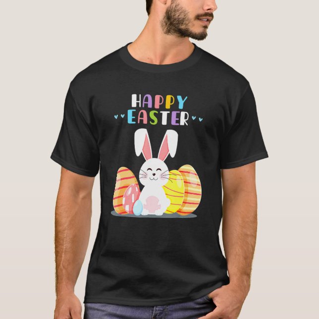 Bunny Pastel Vår Hunt Eggs Rabbit Glad påsk T Shirt (Framsida)