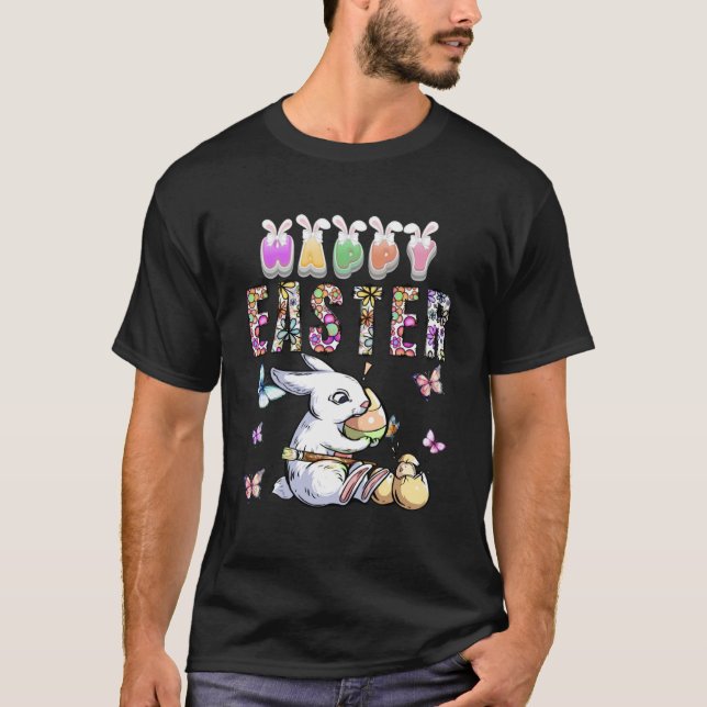 Bunny Pastel Vår Hunt Eggs Rabbit Glad påsk T Shirt (Framsida)