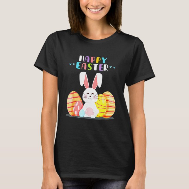 Bunny Pastel Vår Hunt Eggs Rabbit Påsk Day T Shirt (Framsida)
