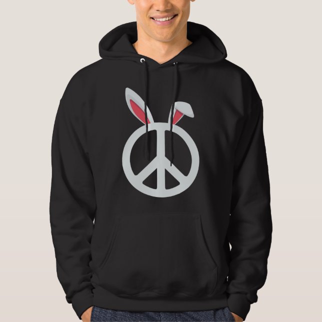 Bunny peace sign easter for men women boys and gir hoodie (Framsida)